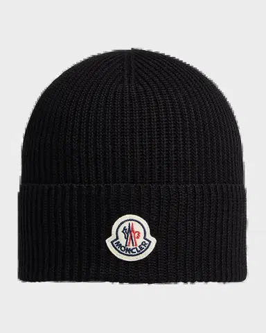 Moncler Men 's Logo Cotton Rib Beanie Hat | Thumbnail 2
