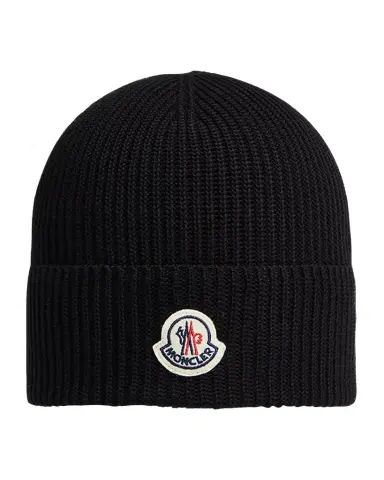 Moncler Men 's Logo Cotton Rib Beanie Hat | Thumbnail 1