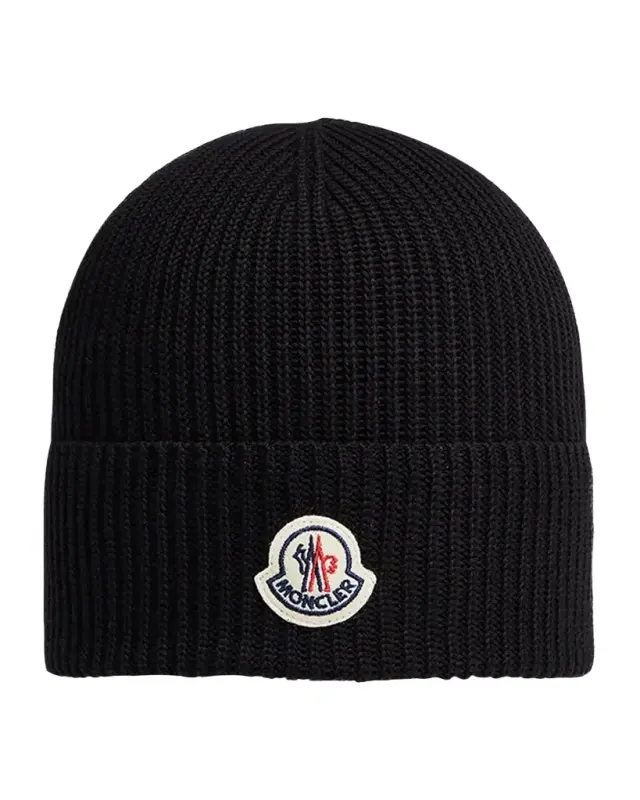 Moncler Men 's Logo Cotton Rib Beanie Hat