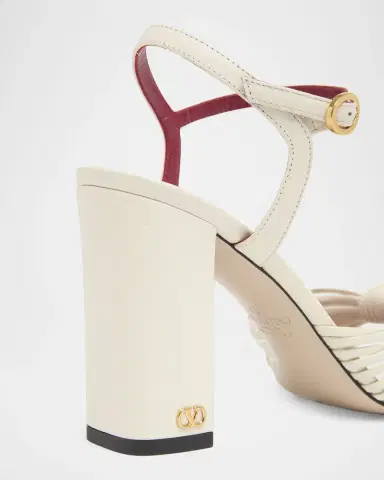 Valentino Garavani 90mm VLogo Anne Leather Block-Heel Sandals | Thumbnail 5 Valentino Garavani 90mm VLogo Anne Leather Block-Heel Sandals | Thumbnail 5