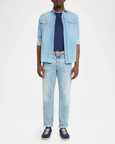 Brunello Cucinelli Men's Suede T-Toe Low-Top Sneakers | Thumbnail 3 Brunello Cucinelli Men's Suede T-Toe Low-Top Sneakers | Thumbnail 3