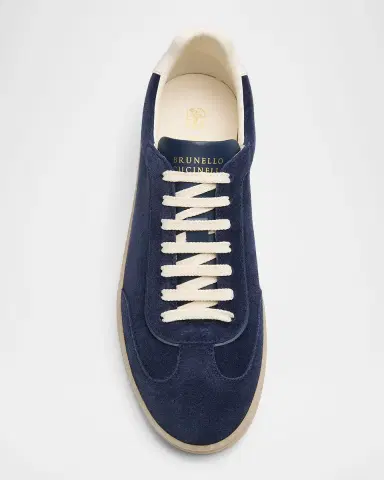 Brunello Cucinelli Men's Suede T-Toe Low-Top Sneakers | Thumbnail 6 Brunello Cucinelli Men's Suede T-Toe Low-Top Sneakers | Thumbnail 6
