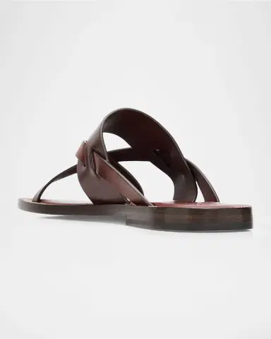 Brunello Cucinelli Men's Strappy Leather Sandals | Thumbnail 2
