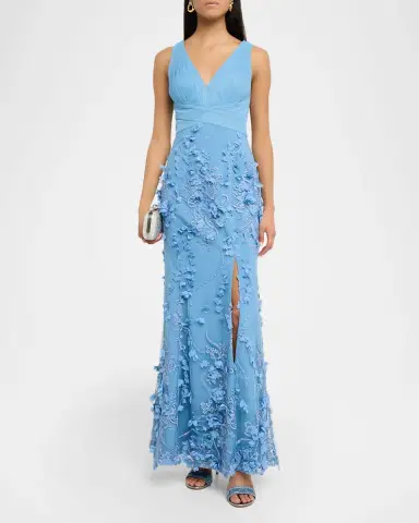 Aidan Mattox Embroidered Floral Applique Gown | Thumbnail 2 Aidan Mattox Embroidered Floral Applique Gown | Thumbnail 2