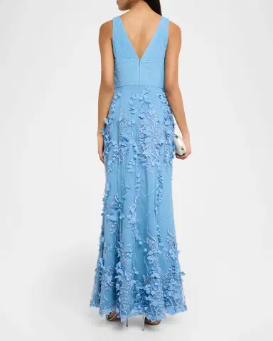 Aidan Mattox Embroidered Floral Applique Gown | Thumbnail 3 Aidan Mattox Embroidered Floral Applique Gown | Thumbnail 3