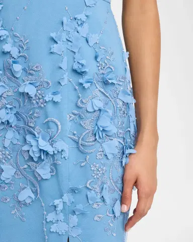 Aidan Mattox Embroidered Floral Applique Gown | Thumbnail 5 Aidan Mattox Embroidered Floral Applique Gown | Thumbnail 5