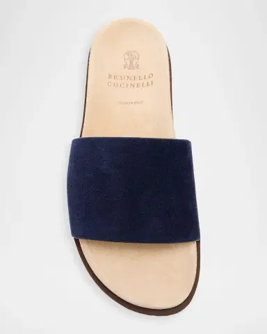Brunello Cucinelli Men's Suede Slides | Thumbnail 4