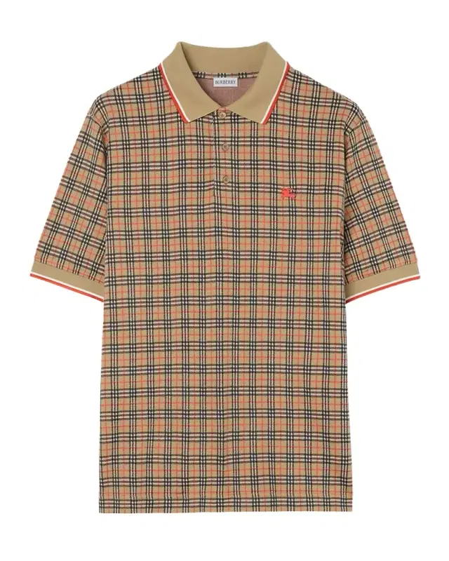 Burberry Men 's Check Cotton Blend Polo Shirt