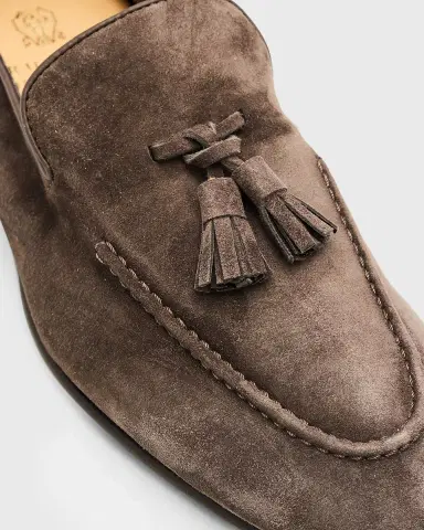 Brunello Cucinelli Men's Suede Tassel Loafers | Thumbnail 3