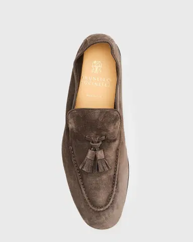 Brunello Cucinelli Men's Suede Tassel Loafers | Thumbnail 4
