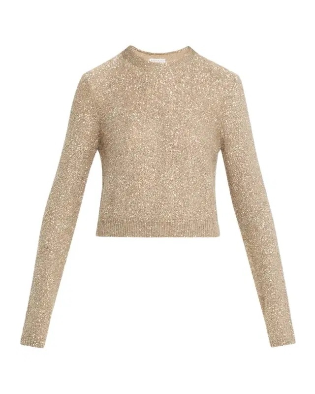 Wool Mohair Pailette Crewneck Sweater