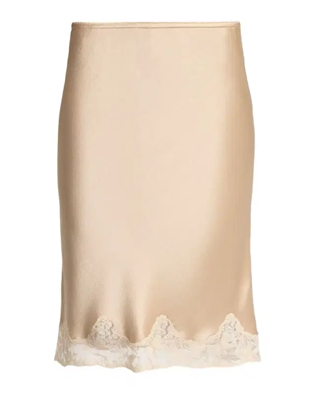 Lace-Trim Satin Knee-Length Skirt