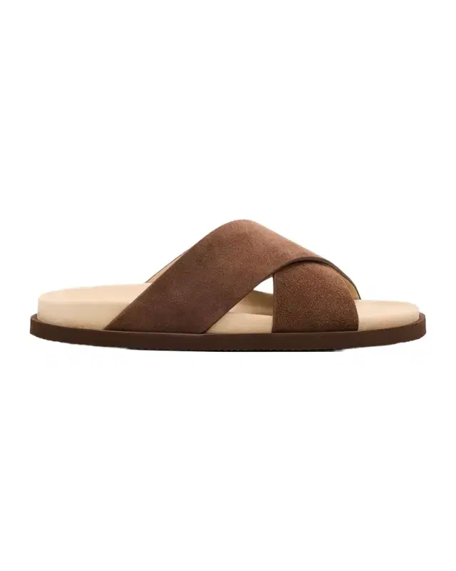 Men's Cross-Strap Suede Slides