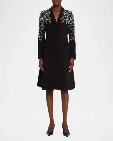 Rickie Freeman for Teri Jon Bead-Embroidered Crepe Blazer Dress | Thumbnail 2