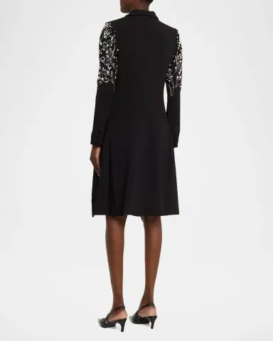 Rickie Freeman for Teri Jon Bead-Embroidered Crepe Blazer Dress | Thumbnail 3