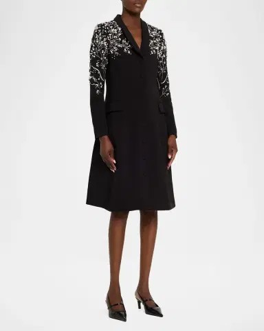 Rickie Freeman for Teri Jon Bead-Embroidered Crepe Blazer Dress | Thumbnail 4