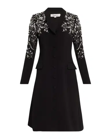 Rickie Freeman for Teri Jon Bead-Embroidered Crepe Blazer Dress | Thumbnail 1