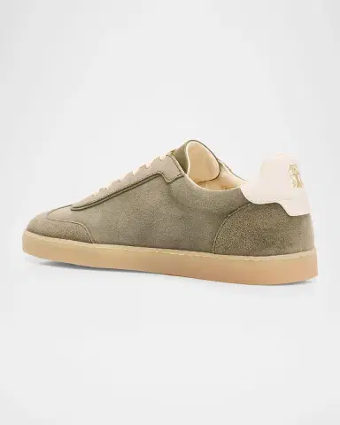 Brunello Cucinelli Men's Suede T-Toe Low-Top Sneakers | Thumbnail 2
