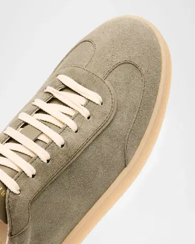 Brunello Cucinelli Men's Suede T-Toe Low-Top Sneakers | Thumbnail 3