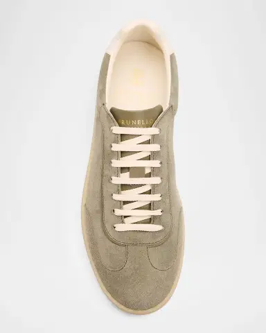 Brunello Cucinelli Men's Suede T-Toe Low-Top Sneakers | Thumbnail 4