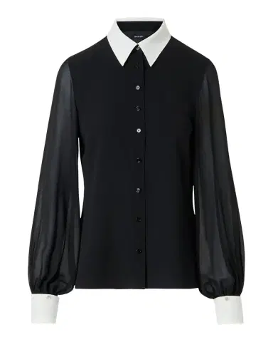 Akris Silk Georgette Button-Down Blouse | Thumbnail 1 Akris Silk Georgette Button-Down Blouse | Thumbnail 1