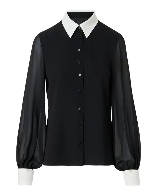 Akris Silk Georgette Button-Down Blouse