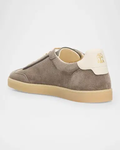 Brunello Cucinelli Men's Suede T-Toe Low-Top Sneakers | Thumbnail 2 Brunello Cucinelli Men's Suede T-Toe Low-Top Sneakers | Thumbnail 2
