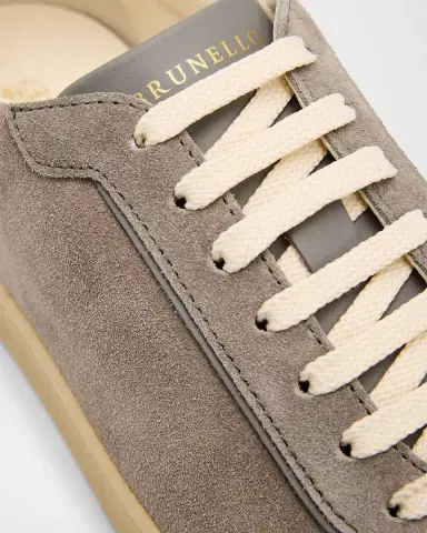 Brunello Cucinelli Men's Suede T-Toe Low-Top Sneakers | Thumbnail 3 Brunello Cucinelli Men's Suede T-Toe Low-Top Sneakers | Thumbnail 3