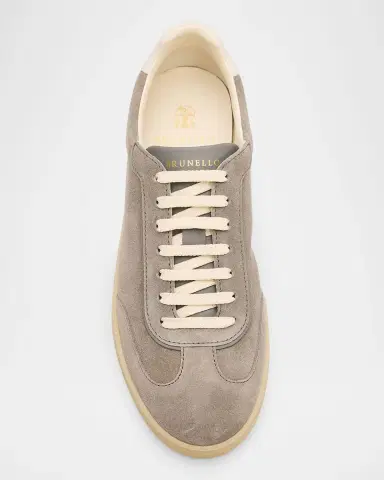 Brunello Cucinelli Men's Suede T-Toe Low-Top Sneakers | Thumbnail 4 Brunello Cucinelli Men's Suede T-Toe Low-Top Sneakers | Thumbnail 4
