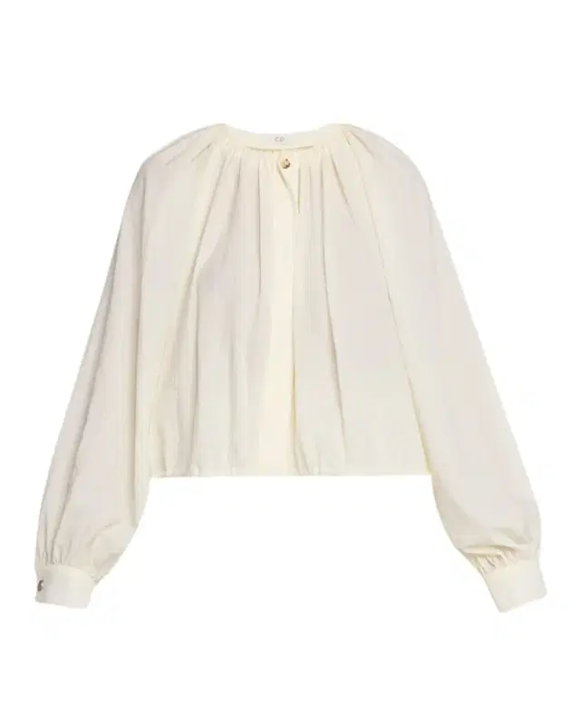 Gathered Drawstring-Hem Blouson Shirt