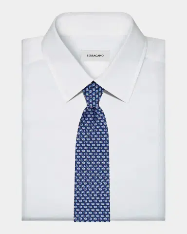 Ferragamo Men's Orazio Gancio-Elephant Silk Tie | Thumbnail 2 Ferragamo Men's Orazio Gancio-Elephant Silk Tie | Thumbnail 2