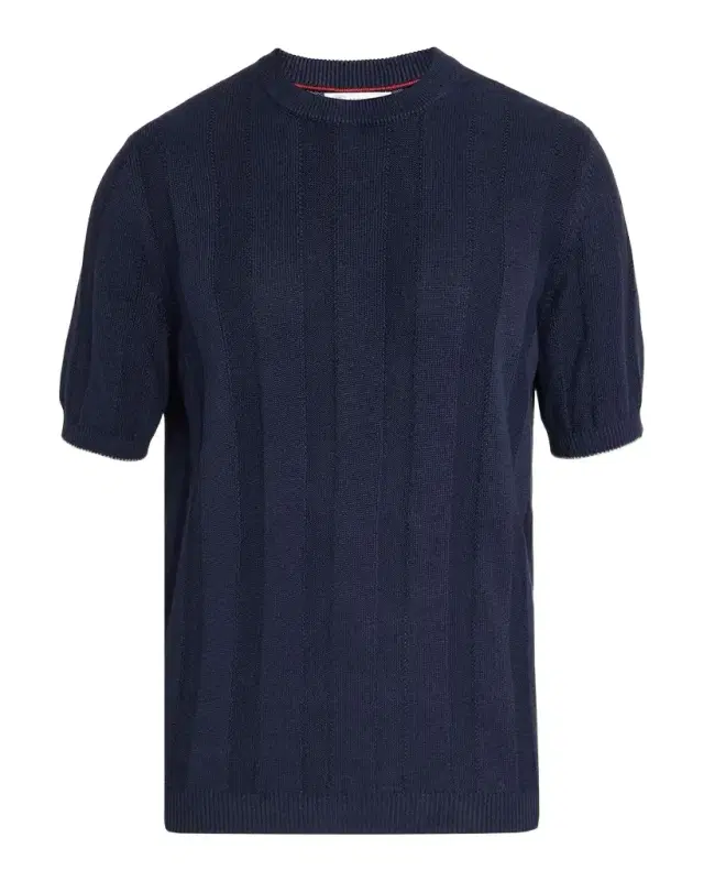 Brunello Cucinelli Men 's Linen and Cotton Ribbed Short-Sleeve Sweater