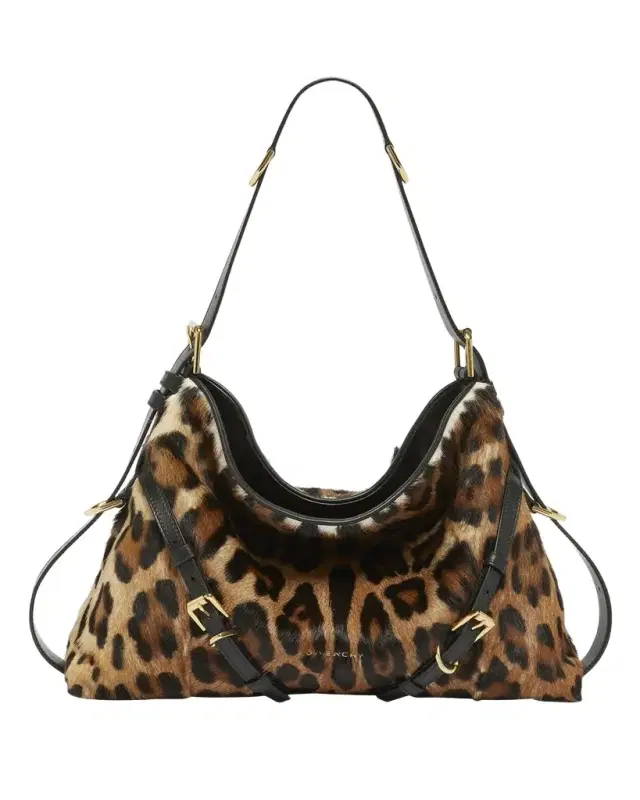 Givenchy Voyou Medium Leopard-Print Goat Hair Shoulder Bag