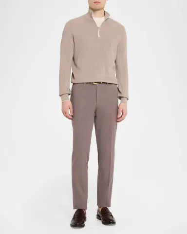 Brunello Cucinelli Men 's Cotton English Rib Half-Zip Sweater | Thumbnail 2