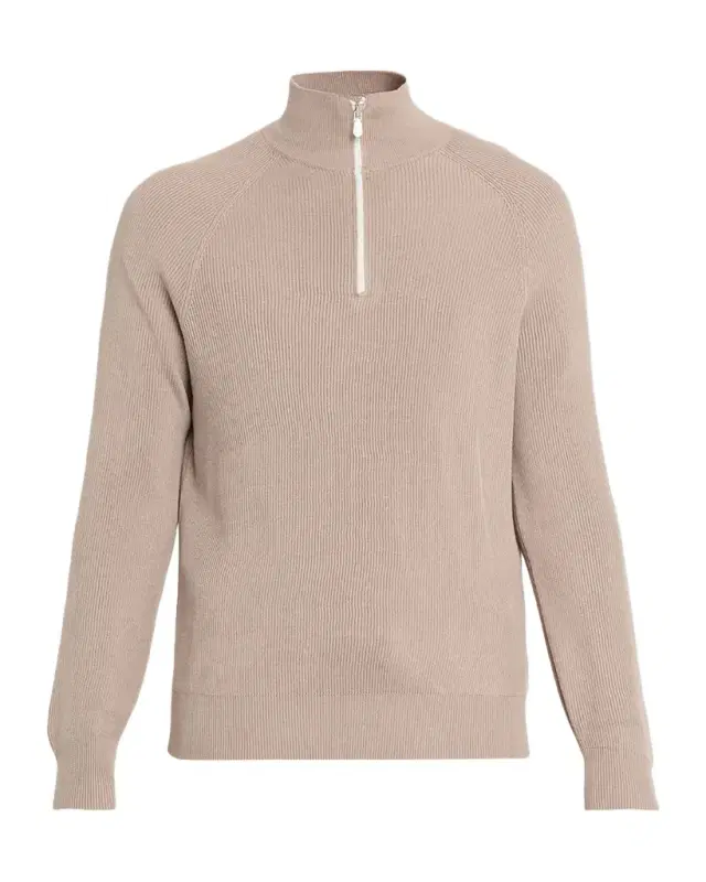 Men 's Cotton English Rib Half-Zip Sweater