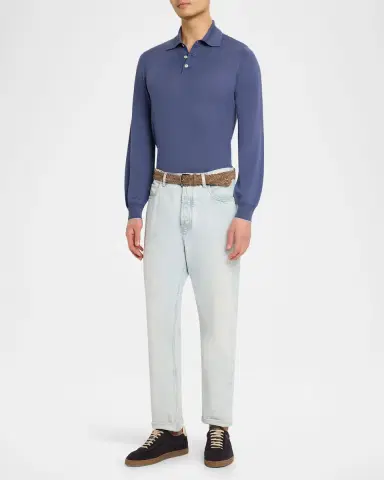 Brunello Cucinelli Men 's Wool and Cashmere Half-Zip Sweater | Thumbnail 2