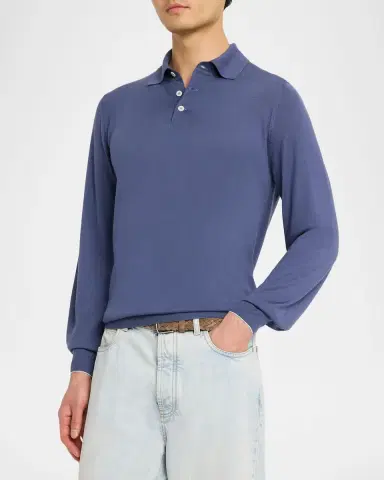 Brunello Cucinelli Men 's Wool and Cashmere Half-Zip Sweater | Thumbnail 4