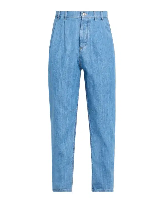 Brunello Cucinelli Denim Mid-Rise Tapered-Leg Pants