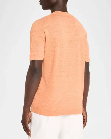 Brunello Cucinelli Men's Linen and Cotton Knit Short-Sleeve Sweater | Thumbnail 3 Brunello Cucinelli Men's Linen and Cotton Knit Short-Sleeve Sweater | Thumbnail 3