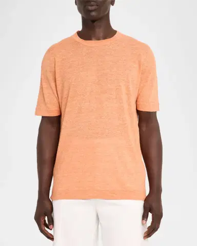 Brunello Cucinelli Men's Linen and Cotton Knit Short-Sleeve Sweater | Thumbnail 4 Brunello Cucinelli Men's Linen and Cotton Knit Short-Sleeve Sweater | Thumbnail 4