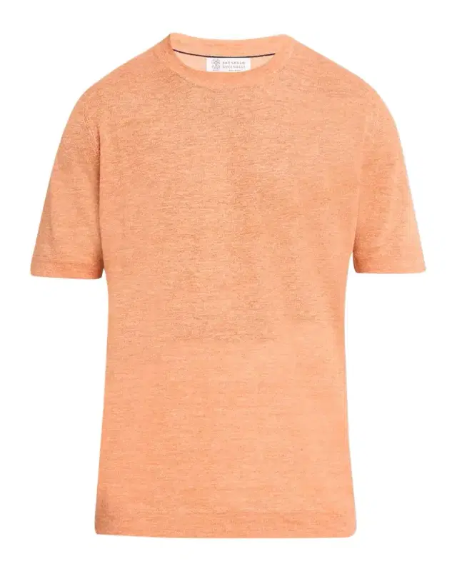 Men's Linen and Cotton Knit Short-Sleeve Sweater