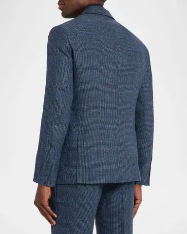 Brunello Cucinelli Men 's Linen Houndstooth Two-Piece Suit | Thumbnail 5 Brunello Cucinelli Men 's Linen Houndstooth Two-Piece Suit | Thumbnail 5