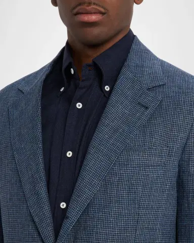 Brunello Cucinelli Men 's Linen Houndstooth Two-Piece Suit | Thumbnail 6 Brunello Cucinelli Men 's Linen Houndstooth Two-Piece Suit | Thumbnail 6
