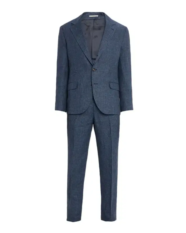 Brunello Cucinelli Men 's Linen Houndstooth Two-Piece Suit