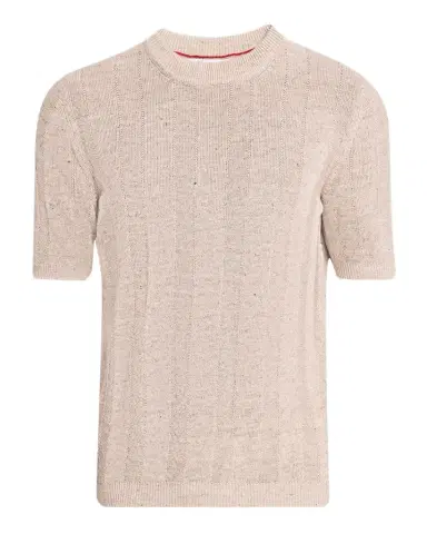 Brunello Cucinelli Men's Linen and Cotton Ribbed Short-Sleeve Sweater | Thumbnail 1 Brunello Cucinelli Men's Linen and Cotton Ribbed Short-Sleeve Sweater | Thumbnail 1