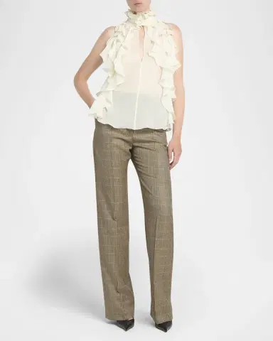 Alexander McQueen Cutout Ruffle Silk Georgette Top | Thumbnail 2
