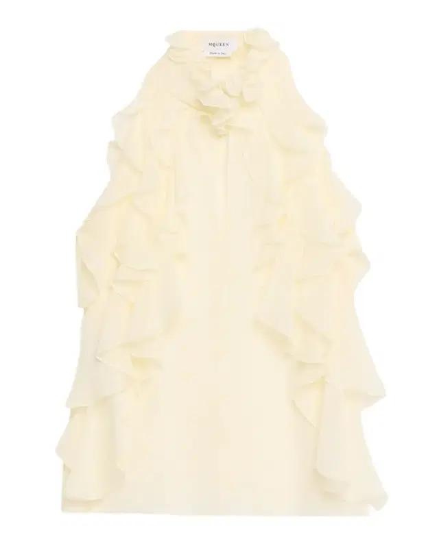 McQueen Cutout Ruffle Silk Georgette Top