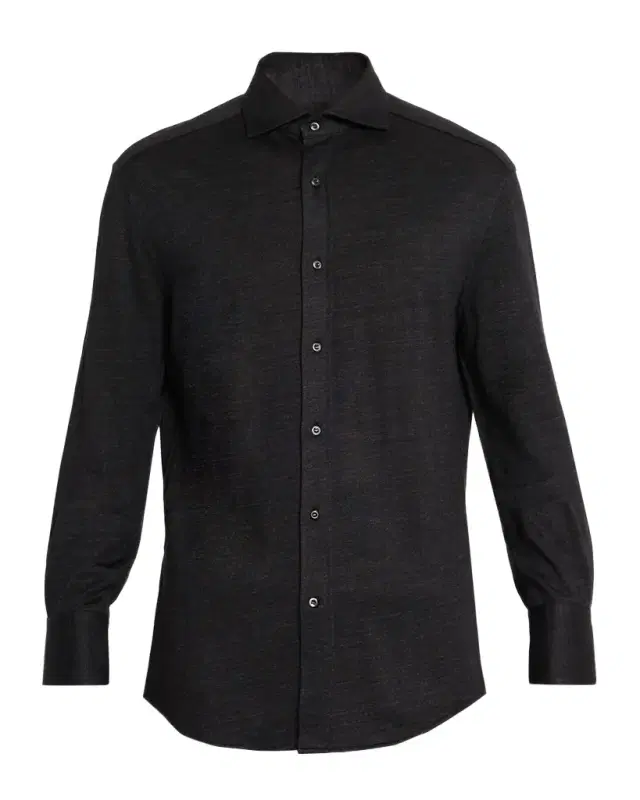 Brunello Cucinelli Men 's Linen and Cotton Heathered Sport Shirt