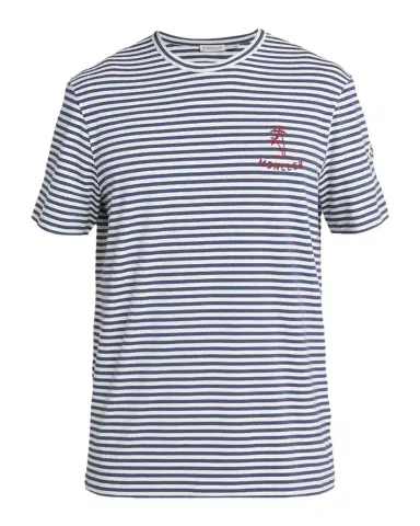 Moncler Men's Palm Logo Striped Short-Sleeve T-Shirt | Thumbnail 1 Moncler Men's Palm Logo Striped Short-Sleeve T-Shirt | Thumbnail 1