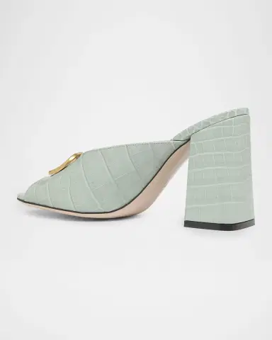 Valentino Garavani 95mm VLogo Signature Croc-Embossed Leather Mules | Thumbnail 4 Valentino Garavani 95mm VLogo Signature Croc-Embossed Leather Mules | Thumbnail 4